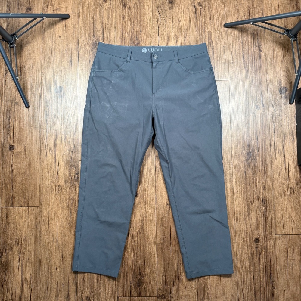 Vuori Meta Pants Men 34 Charcoal Grey Technical Chino Performance Trouser V430-S